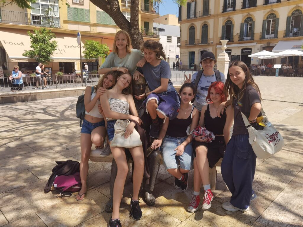 Teenage students on city excursion